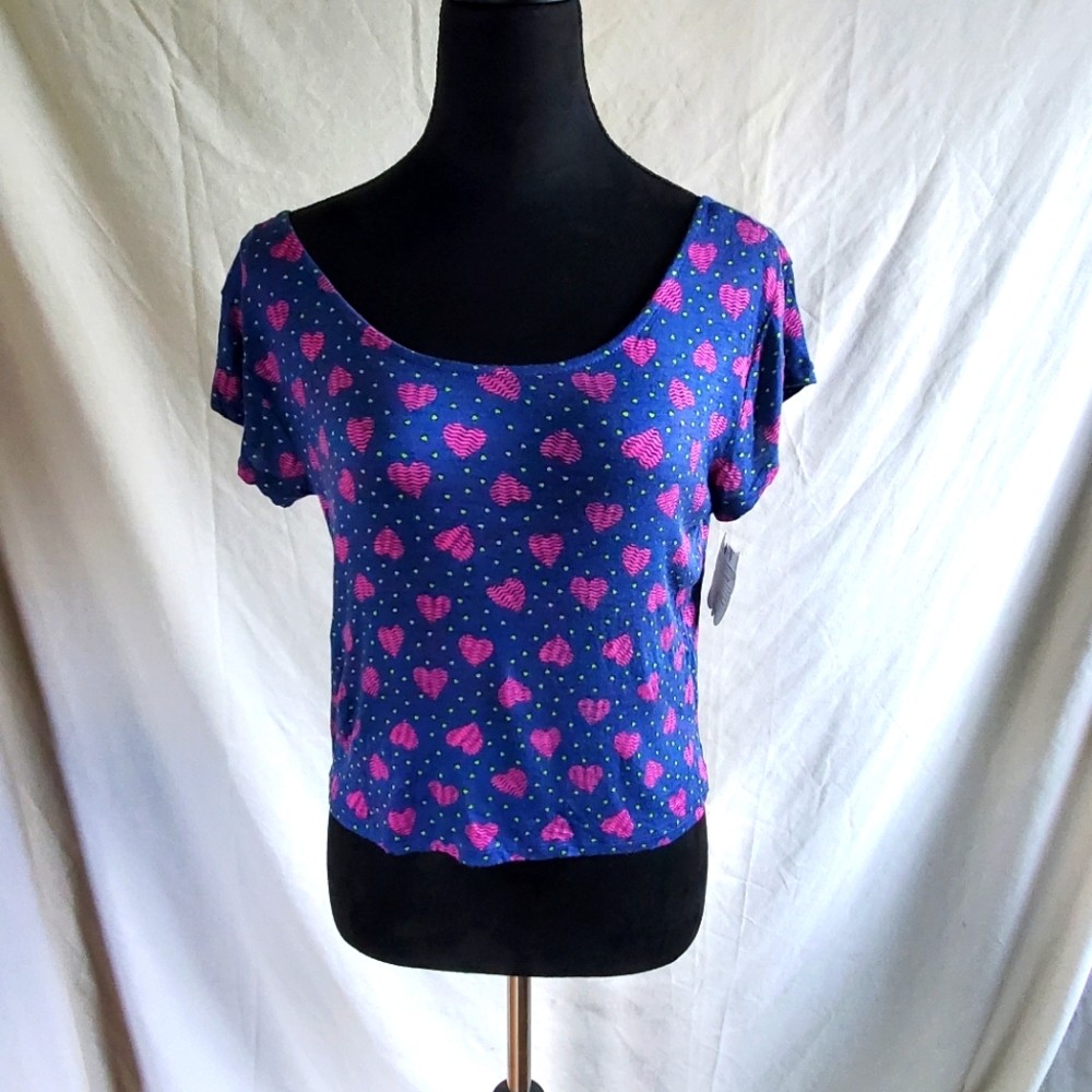Self Esteem Top, with hearts and open back, Size M NWT